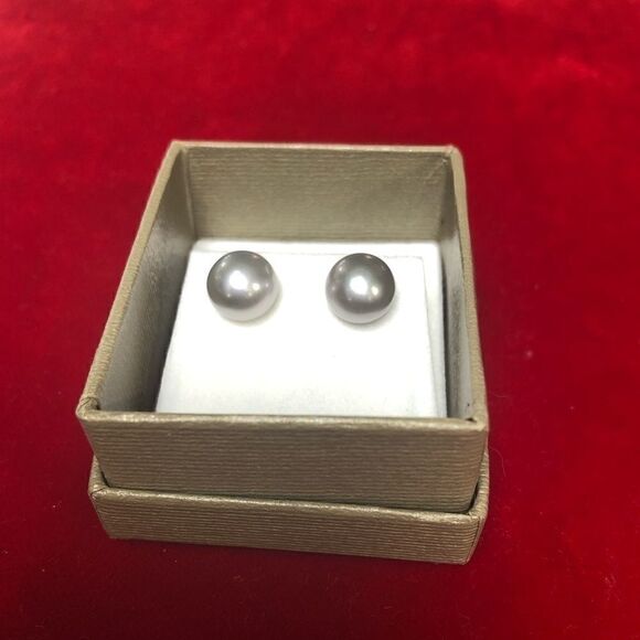 Honora Pearl Studs 925 STERLING 8.5mm EARRINGS - Picture 1 of 4